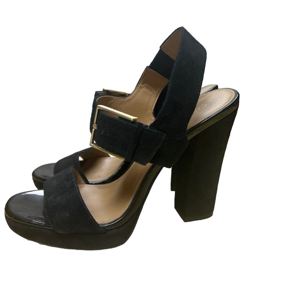 Calvin Klein platform suede black size 7 ankle buckle shoe in great condition. - Picture 2 of 5